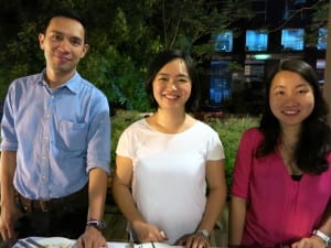 The author, Gabby with JCI Alabang members Aimee Flordeliza and Janette Lim